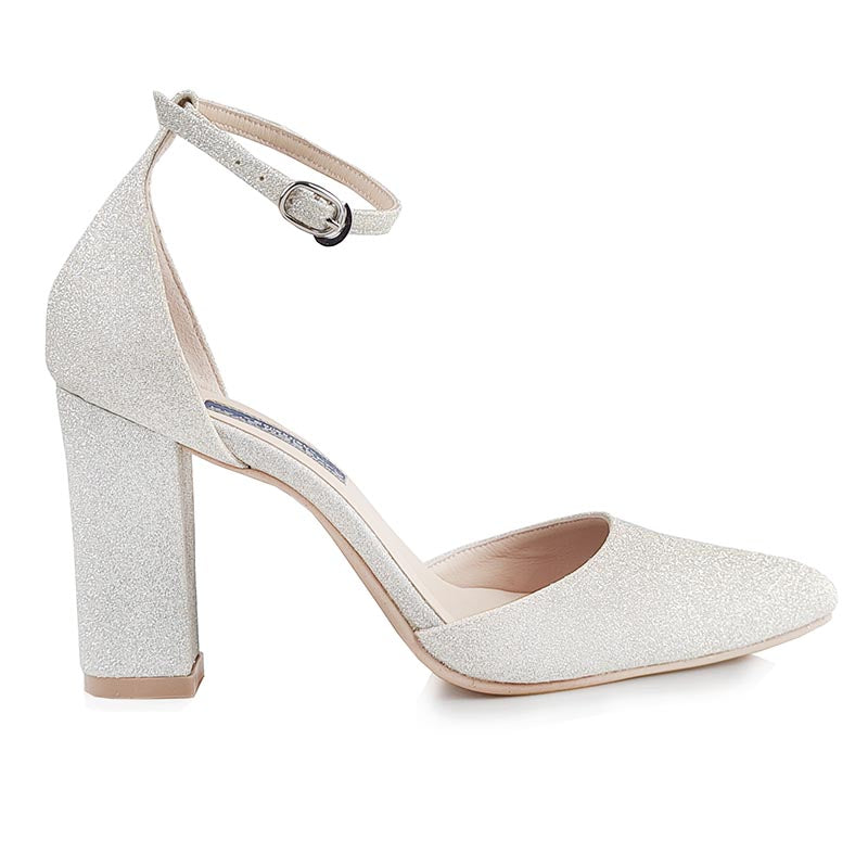 Kylie Silver Glitter Ankle Strap Pump(Custom Made)