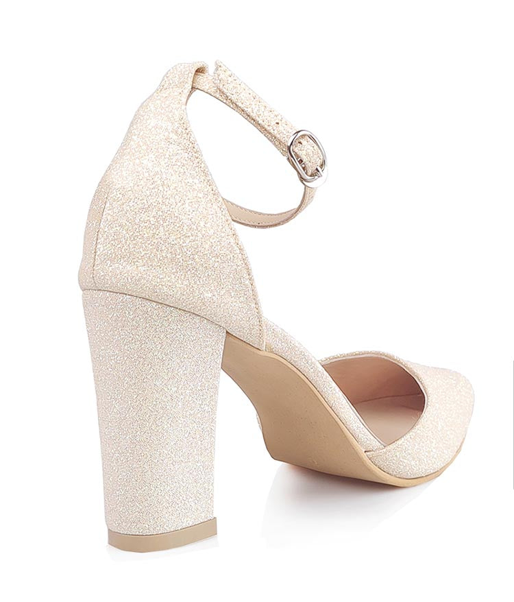 Kylie Champagne Glitter Ankle Strap Pump(Custom Made)