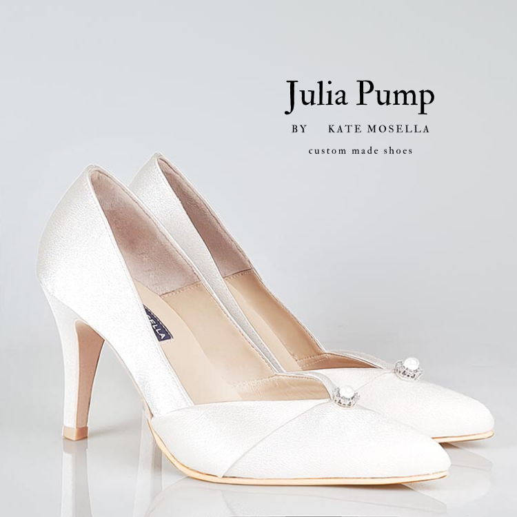 Julia Ivory White Satin Wedding Shoes(Custom Made)