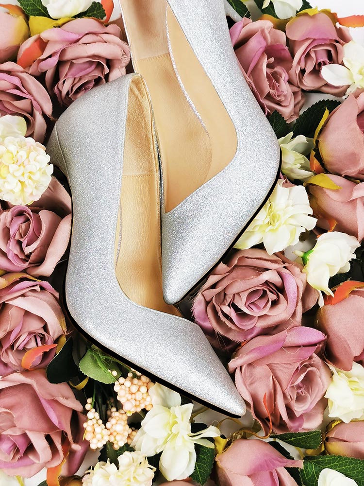 Ruby Silver Glitter Wedding Shoes
