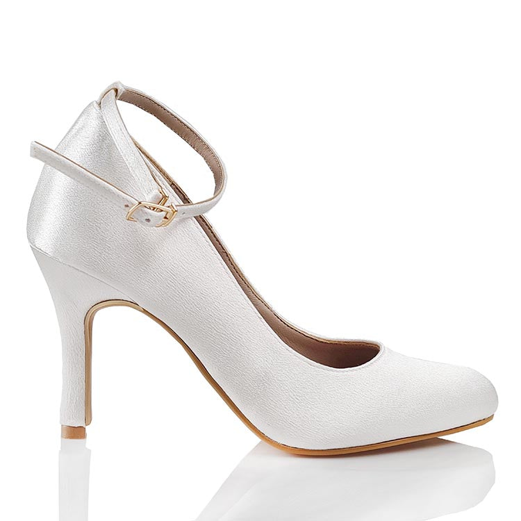 Tiffany Ivory White Satin Pump(Ready Stock)