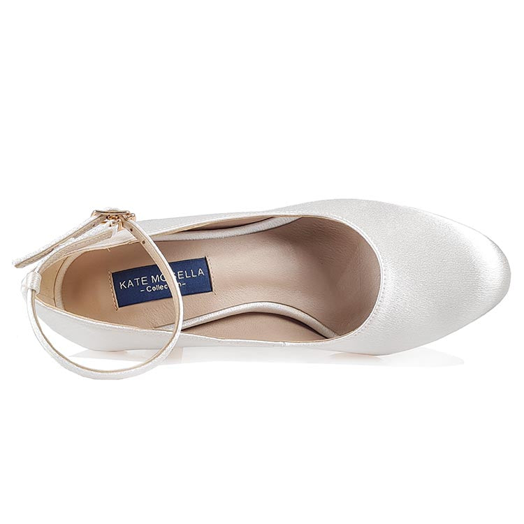Tiffany Ivory White Satin Pump(Ready Stock)