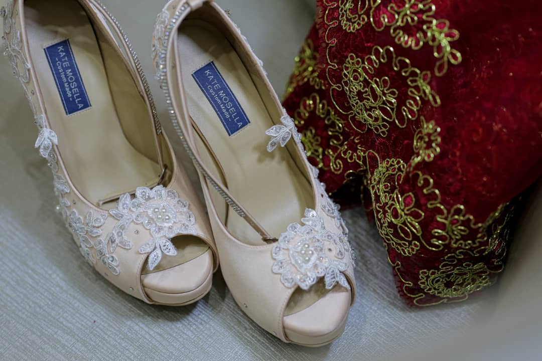 Kate Light Beige Satin With Diamante & Swarovski Rhinestone Wedding Shoes