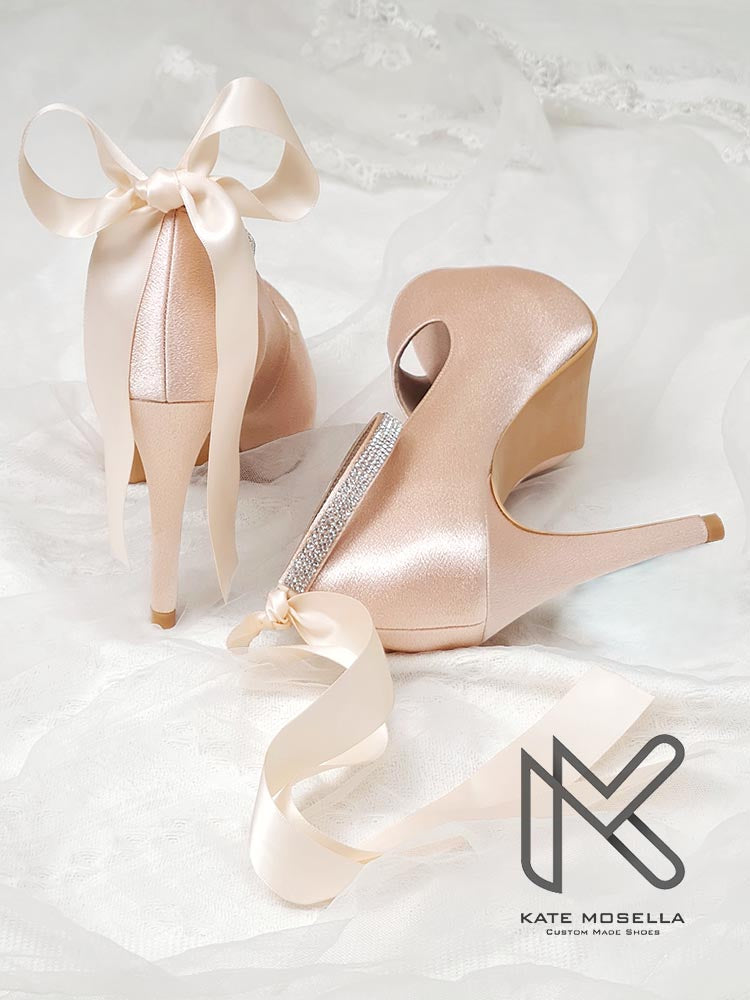 Danielle Nude Pink Satin Wedding Shoes(Ready Stock)