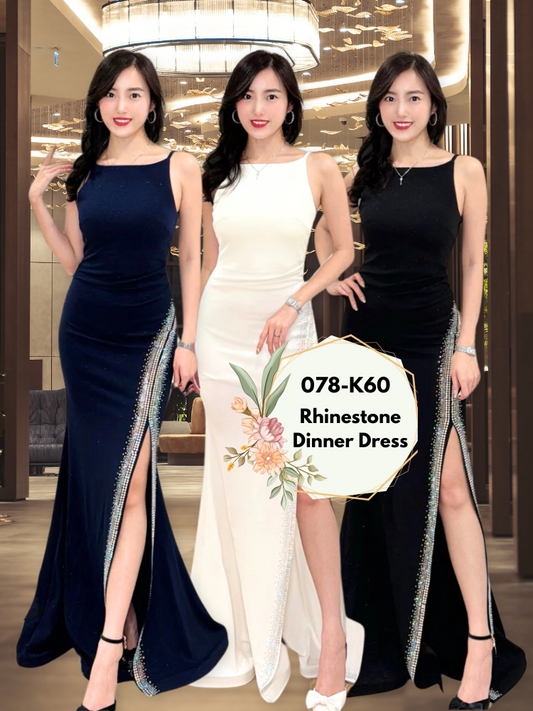 Elegant Rhinestone Dinner Dress 078-K60 by Kate Gown