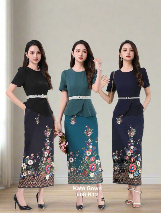 Elegance Batik Office Dress 608-K12 by Kate Gown