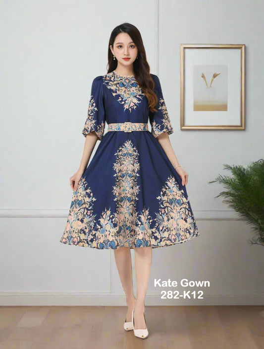 Graceful Floral Print Evening Dress 282-K12 by Kate Gown