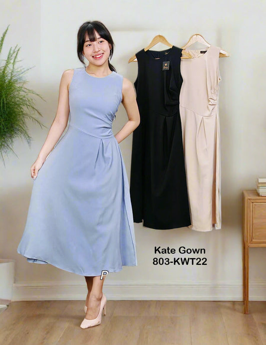 Sophisticated Sleeveless Ruched Office Dress 803-KWT22