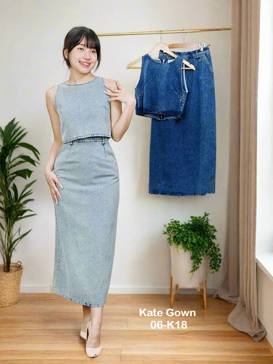 Chic Korean Denim Skirt Set 06-K18 by Kate Gown
