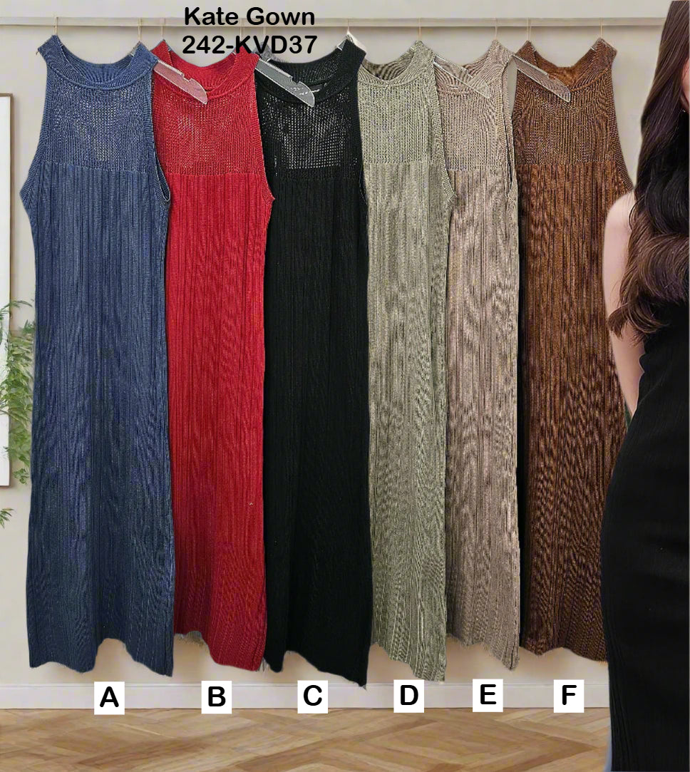 Sophisticated Sleeveless Knitted Office Dress 242-KVD37 by Kate Gown