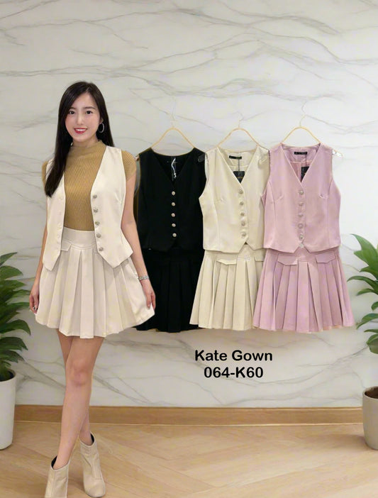 Elegant Vest and Pleated Skorts Set 064-K60 by Kate Gown