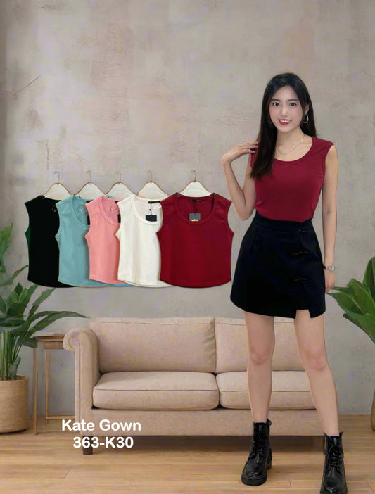 Classic Cotton Ribbed Cap Sleeve Top 363-K30 by Kate Gown