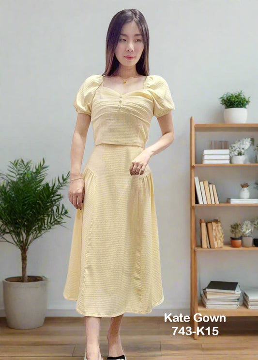 Elegant Waffle Texture Long Skirt Set 743-K15 by Kate Gown