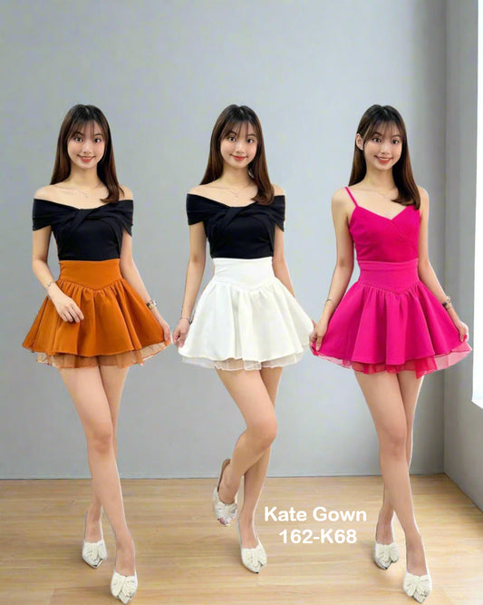 Chic Mesh Patchwork Skort  162-K68 by Kate Gown
