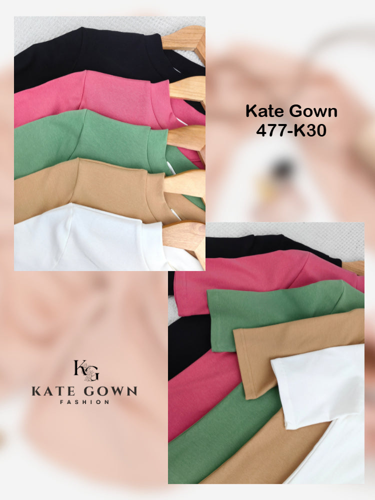 Classic Fit Ribbed Sleeve Tee 477-K30 by Kate Gown