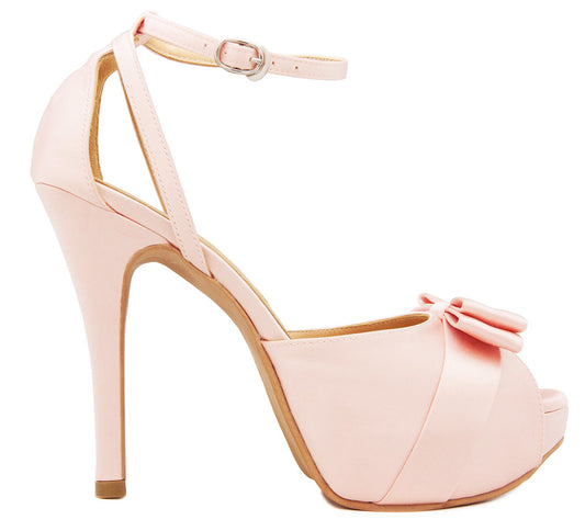 Della Pink Satin Wedding Sandals