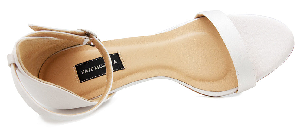 Linda Ivory White Satin With Swarovski Rhinestone Wedding Sandals