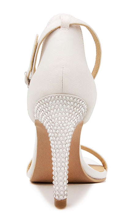 Linda Ivory White Satin With Swarovski Rhinestone Wedding Sandals