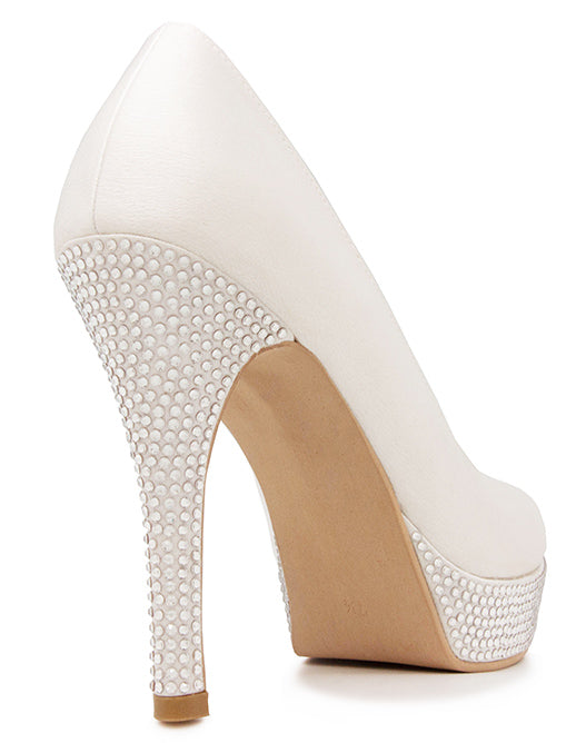 Vivienne Ivory White Satin & Swarovski Rhinestone Wedding Shoes