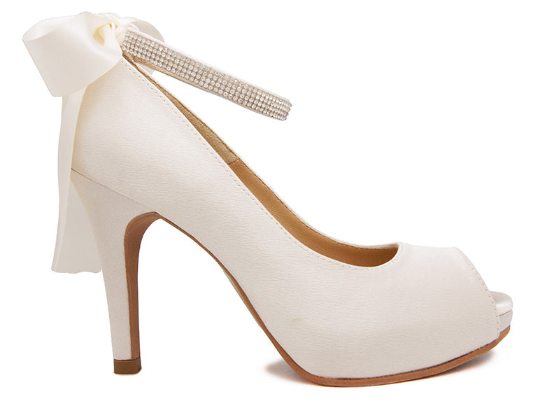 Danielle Ivory White Satin Wedding Shoes(Ready Stock)