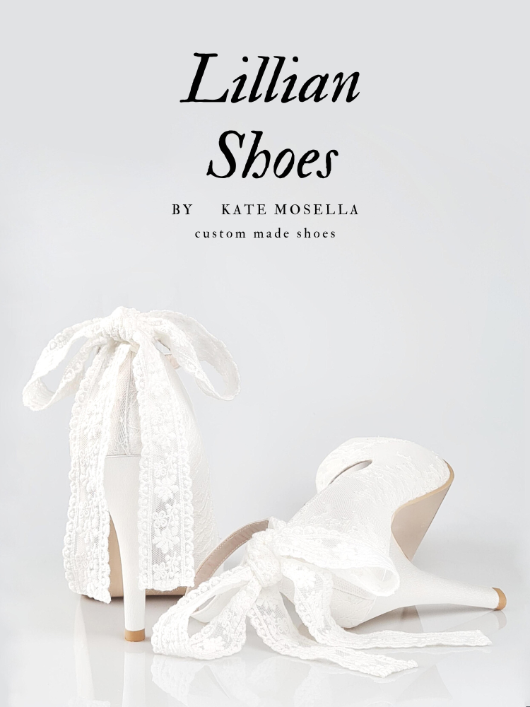 Lillian Ivory White Satin With Lace Strap Wedding Shoes