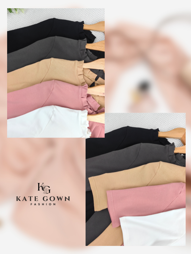 Pleated Neck Ribbed Top 485-K30 by Kate Gown